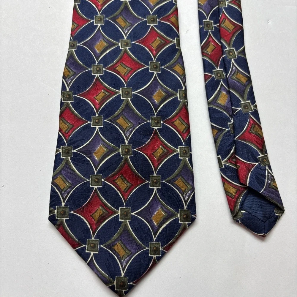 Geoffrey Beene Men 100% Silk Traditional Neck Tie‎ Multicolor